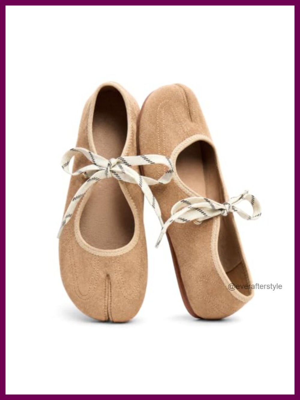 Faux Suede Split Toe Lace Up Ballet Flats Women's Casual Comfort Shoes